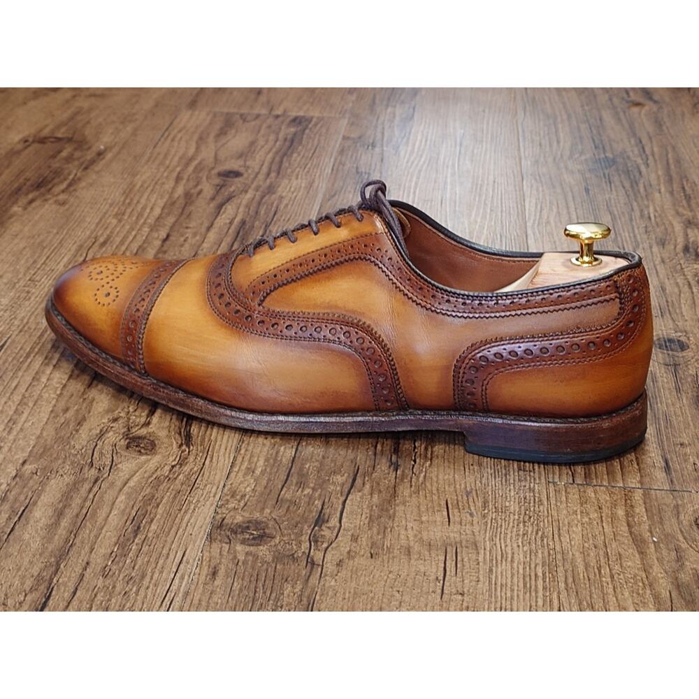 Allen Edmonds Strand 13D Light Brown Patina Burnished Oxford Dress Shoes - Picture 4 of 12